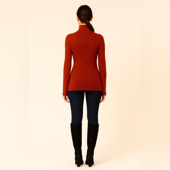 Banana Republic Rust Color Mock-Neck Ribbed Knit Top – Size S - Picture 3 of 5